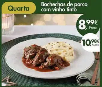 Bochechas de porco com vinho tinto