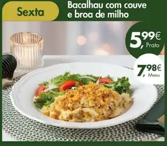 Bacalhau com couve e broa de milho