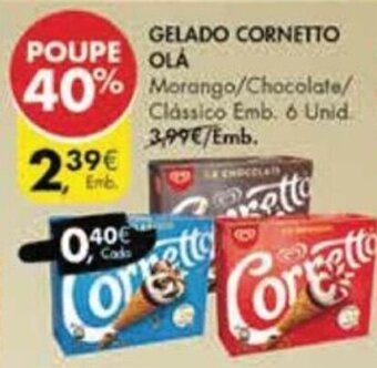 Pingo Doce Gelado Cornetto Olá 6 Unid promoção