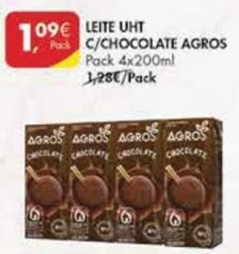 Pingo Doce Leite UHT c/Chocolate Agros 4x200ml promoção