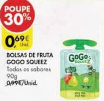 Pingo Doce Bolsas de Fruta Gogo Squeez 90g promoção