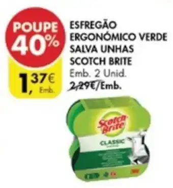 Pingo Doce Esfregão Ergonómico Verde Salva Unhas Scotch Brite 2 unid promoção