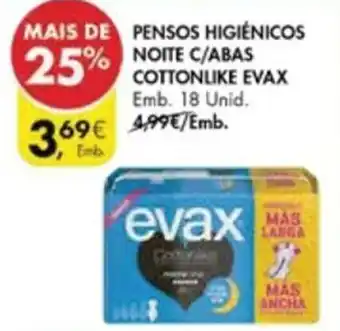 Pingo Doce Pensos Higiénicos Noite c/Abas Cottonlike Evax 18 unid promoção