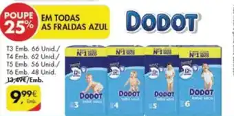 Pingo Doce Fraldas Azul Dodot T3 66 unid/T4 62 unid/T5 56 unid/T6 48 unid promoção