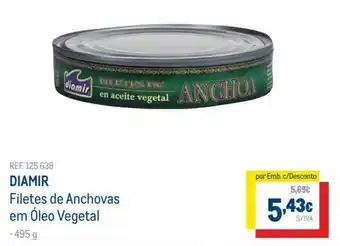 Makro Diamir Filetes de Anchovas em Óleo Vegetal 495g promoção