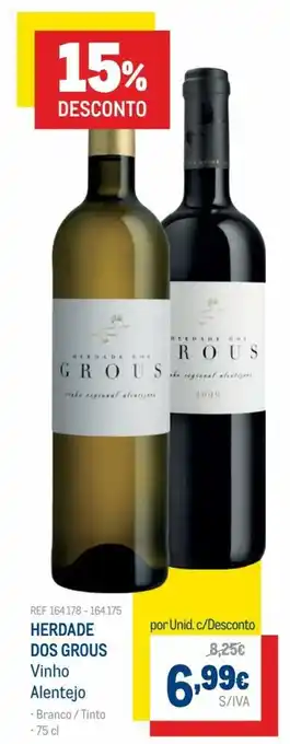 Makro Herdade dos Grous Vinho Tinto Alentejo 75cl promoção