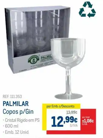 Makro Palmilar Copos p/Gin 600ml 12 unid promoção