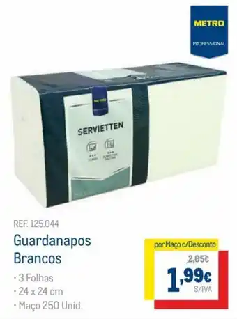 Makro Guardanapos Brancos 24 x 24cm 250 unid promoção