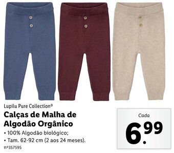 Lupilu Pure Collection Calças de Malha de Algodão Orgânico 62-92cm