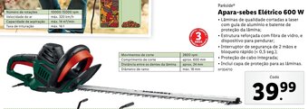 Lidl Parkside Apara-sebes Elétrico 600W promoção