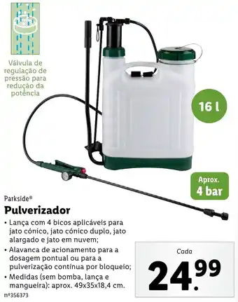Lidl Parkside Pulverizador 49 x 35 x 18,4cm 16L promoção