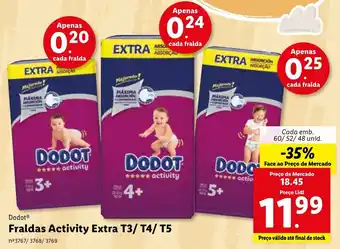 Lidl Dodot Fraldas Activity Esxtra T3/ T4/T5 promoção