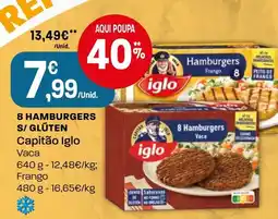 Intermarché 8 hamburgers s/ glúten Capitão Iglo promoção
