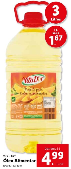 Lidl Vita D'Or Óleo Alimentar 3L promoção
