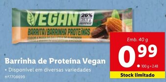 Lidl Barrinha de Proteína Vegan 40g promoção