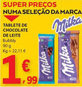 E.Leclerc Milka tablete de chocolate de leite bubbly promoção