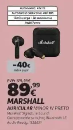 Radio Popular Marshall auricular minor iv preto promoção