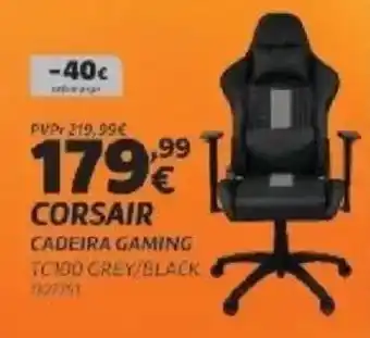 Corsair cadeira gaming tc100 grey/black 132775)
