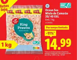 Lidl Ocean Sea Miolo de Camarão 20/40 XXL promoção