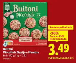 Lidl Buitoni Piccolinis Queijo e Fiambre promoção