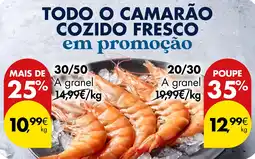 Pingo Doce Todo o camarão cozido fresco em promoção 30/50 promoção