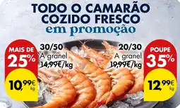 Pingo Doce Todo o camarão cozido fresco em promoção 20/30 promoção