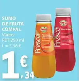 E.Leclerc Sumo de fruta compal vários promoção