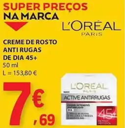 E.Leclerc L'oréal creme de rosto anti rugas de dia 45+ promoção