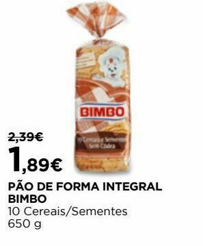 El Corte Inglés Pão de forma integral bimbo promoção