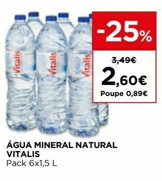 El Corte Inglés Água mineral 1,5 litro vitalis promoção