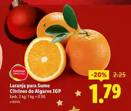 Lidl Laranja para Sumo Citrinos do Algarve IGP promoção