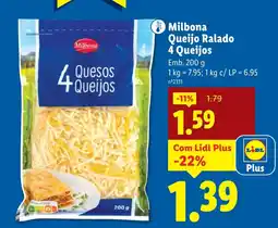 Lidl Milbona Queijo Ralado 4 Queijos promoção