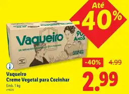 Lidl Vaqueiro Creme Vegetal para Cozinhar promoção
