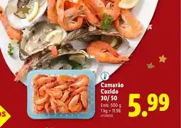 Lidl Camarão Cozido 30/50 promoção