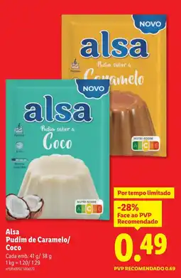 Lidl Alsa Pudim de Caramelo/ Coco promoção