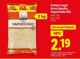 Lidl Campo Largo Arroz Agulha Vaporizado XXL promoção