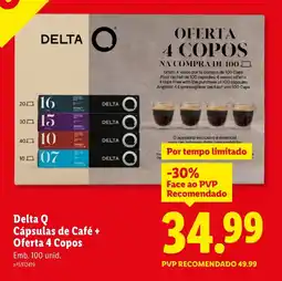 Lidl Delta Q Cápsulas de Café + Oferta 4 Copos promoção