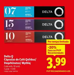 Lidl Delta Q Cápsulas de Café Qalidus/ Deqafeinatus/Mythiq promoção