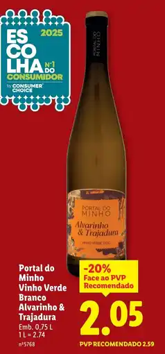 Lidl Portal do Minho Vinho Verde Branco Alvarinho & Trajadura promoção