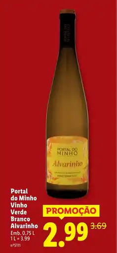 Lidl Portal do Minho Vinho Verde Branco Alvarinho promoção