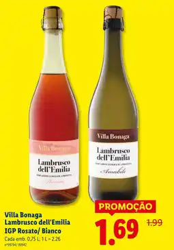 Lidl Villa Bonaga Lambrusco dell'Emilia IGP Rosato/ Bianco promoção