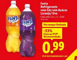 Lidl Fanta Refrigerante com Gás sem Açúcar Laranja/ Uva promoção
