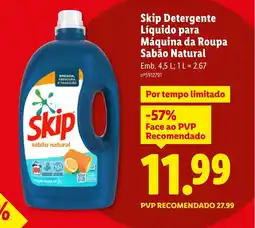 Lidl Skip Detergente Líquido para Máquina da Roupa Sabão Natural promoção