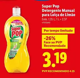 Lidl Super Pop Detergente Manual para Loiça de Limão promoção