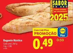 Lidl Baguete Rústica Cada unid. promoção