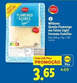Lidl Milbona Queijo Flamengo em Fatias Light Formato Familiar promoção
