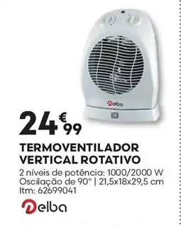 Bricomarché Delba termoventilador vertical rotativo promoção