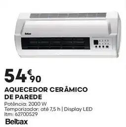 Bricomarché Beltax aquecedor cerâmico de parede promoção