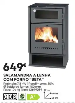 Bricomarché Salamandra a lenha com forno "beta" promoção