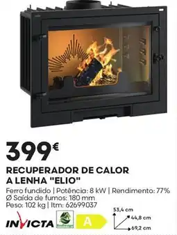 Bricomarché Invicta recuperador de calor a lenha "elio" promoção